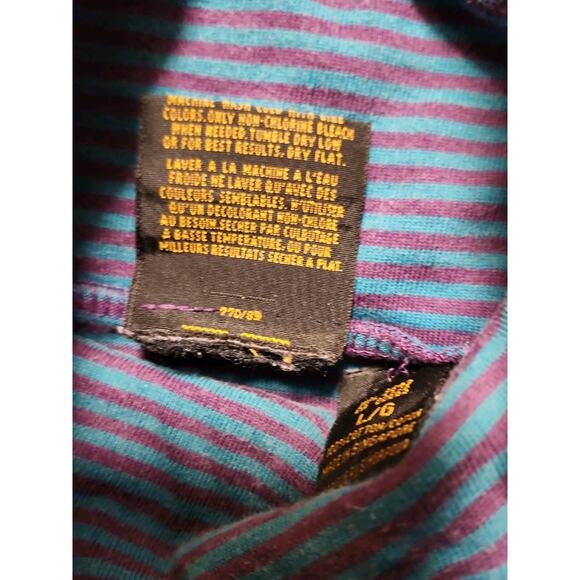 Vintage 80s Eddie Bauer Striped Cotton Turtleneck Shirt – Made in Singapore Sz L - Picture 4 of 15